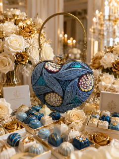 Talianske čokoládové pralinky - GLITTER HEART BLUE 270g